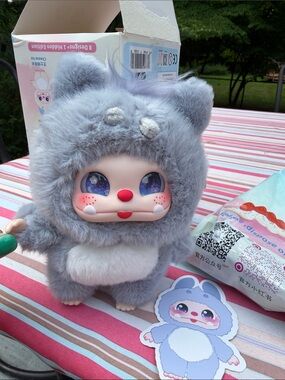 CurePlaneta- Baby Three Bunini Macaron Ice Plush- Confirmed: Blue Velvet Ice NIB